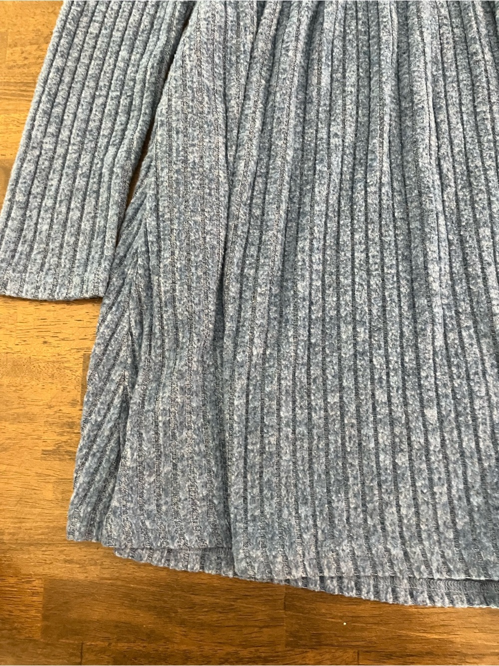 Long Sleeve Ribbed Knit Dress Blue A-Line Round Neckline Sweater Dress Small - Picture 4 of 6